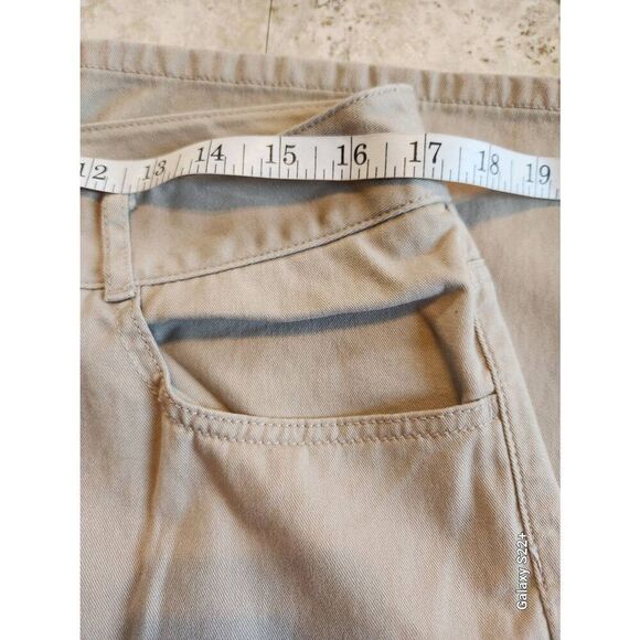 W6 Chico's khaki jeans with decorative rhinestone pockets, petite - Picture 3 of 7